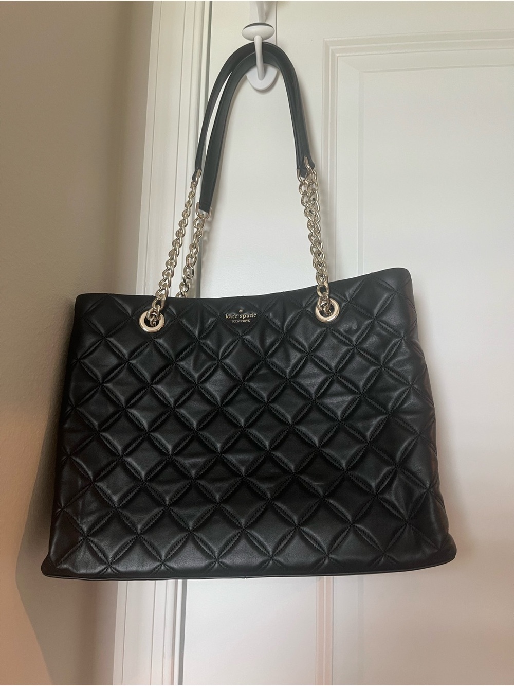 Kate Spade Quilted Black Chain-Handle Tote